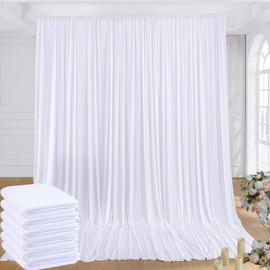 NSSONBEN 30ft x 10ftt Wrinkle Free White Backdrop Curtains for Parties Wedding, 6 Panels 5x10ft Silky Soft Polyester Photo Backdrop Drapes for Party Birthday Baby Shower Photography Cloth Background