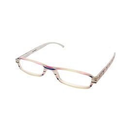 Calabria 4367 Designer Rectangular Reading Glasses +2.75 White Striped Pattern Women Readers Trendy Cute Eyeglass