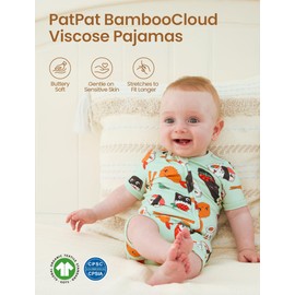 PATPAT Baby Pajama with Bamboo Viscose, Footie Jumpsuit Romper with 2-Way Zipper for Baby Boy Girl Toddler Sleeper Sleepwear, Sushi, 9-12 Months
