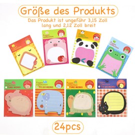 Children's Mini Sticky Notes Animals - 24 Pack, 480 Sheets, Sticky Notes for School and Office, Durable, Easy to Carry, Easy to Apply and Remove, Cute Animal Motifs, Gifts for Students