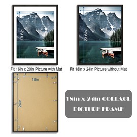 Hongkee 18x24 Frame Set of 3 - Display 16x20 Photo with Mat or 18 x 24 Poster without Mat, Wall Mounting Horizontal and Vertical, Black