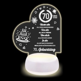 Birthday Gifts for 70th Birthday Women Men Acrylic Night Light Decoration Gifts LED Lamp Night Light Gifts for Father Mother Friends Husband Wife Mother's Day Gifts Christmas Gifts