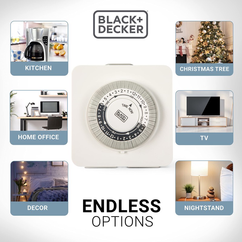 BLACK+DECKER Light Timers, Indoor, Programmable, 2 Pack, with 2 Grounded