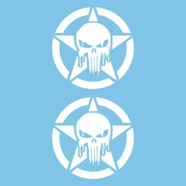 Autodomy Skull Star Molten Skull Off Road Sport Trail 4x4 Adventure Sticker Package 2 Pieces for Car or Motorcycle (White, 10 cm)