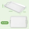 2 Pack Melamine Serving Trays with Handles, Large White Rectangular