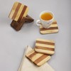 Ajuny Wooden Square Drink Coasters with Holder Set of 4