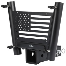 JOYTUTUS Dual Hitch Flag Pole Holder for Standard 2 Inch Receivers, Fits Trucks SUV RV Pickup Camper Trailer Double Hitch Mount Flagpole Holder with Hitch Receiver