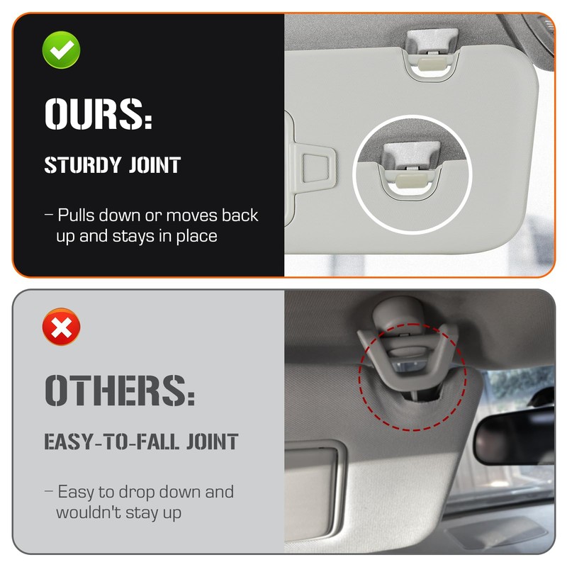 Sun Visor for 2016-2019 Hyundai Elantra, Left Driver Side Grey