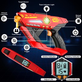 CheerCrew Toy Gun Set of 2, Rechargeable + 360° Sensors + LCDs + Real-time SYNC, Family Games Indoor Outdoor Game for Kids Toy Gifts for Boys Girls Age 8-12 Years Old Teen Gifts Ages 8+ Year Old