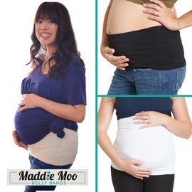 Maddie Moo Belly Band Seamless Maternity and Postpartum Shirt Extenders, Cotton, Large- Tan