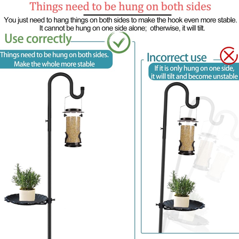 Vorriop Upgraded 75" Shepherds Hook Stand，Bird Feeders，Extra Large Wind Chime