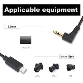 HUALEU 1FT USB Micro 15pin to Right Angle 3.5mm timecode Cable;Camera FX3 timecode Cable for Sony FX-30 A7M3 A7M4 A7S2 A7S3