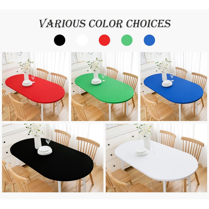 Wolkemer Fitted Oval Tablecloth Spandex Stretch Black Cocktail Table Cover