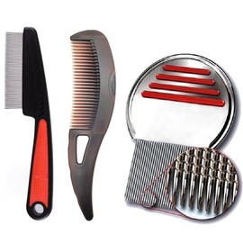 Hebterrka Pack of 3 Anti-Dandruff Comb, Stainless Steel Fine Tooth Dandruff Remover Comb and Dandruff Relief Comb, Hollow Tooth Hair Brush for Scalp Massage