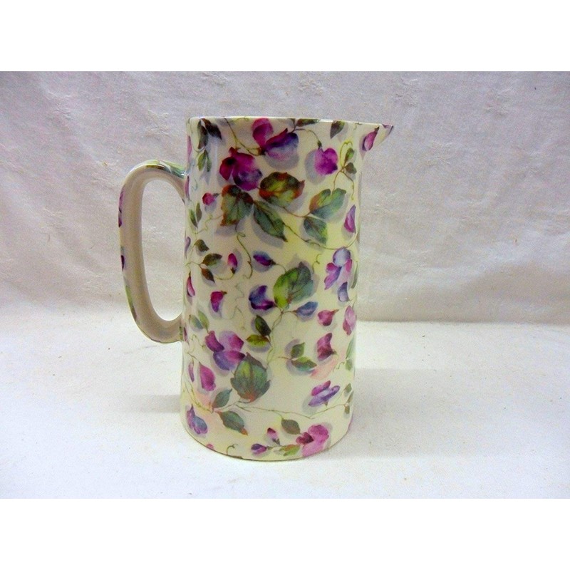 Purple Sweet Pea 2 Pint Jug by Heron Cross Pottery.