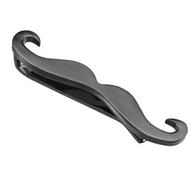 HAWSON 2" Mustache Tie Bar Clip for Men's Skinny Necktie - Brushed Gunmetal Color
