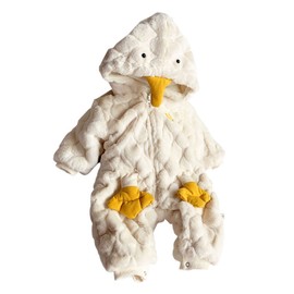 Soft Baby Hoodie Jumpsuit Duck Shape Cartoon Fashionable Windproof Baby Onesie for Newborn White 73cm / 28.7in