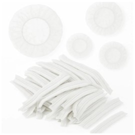 Zefeqco Premium Bouffant Caps White - 100Pcs - 21inches, Durable & Breathable Hair Net