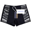 Aquarti Men's Swimming Trunks Short Sporty Stripes, 11307 Black/Grey, M