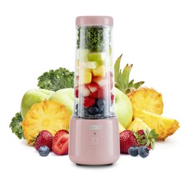Dash 16 oz Personal USB Bottle Blender with Travel Lid and Charging Cord, Single-Serve Smoothie and Juice Maker, Rose