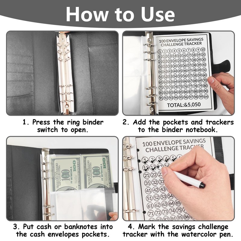 100 Envelope Challenge Binder, Money Saving Wallet Budget Binder with