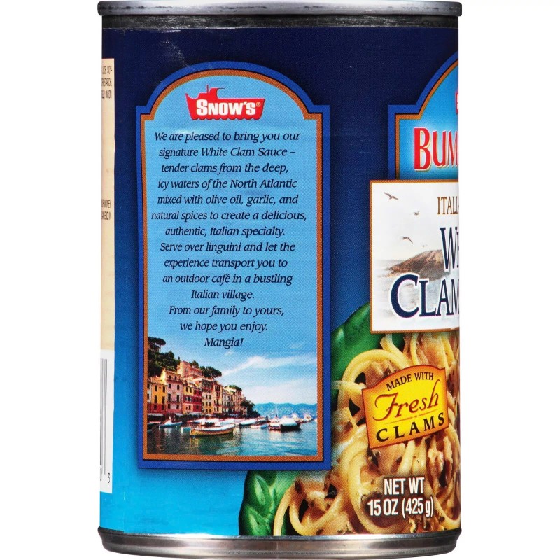 SNOW'S BUMBLE BEE Italian Style White Clam Sauce 15 oz