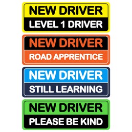 4Pcs Magnetic Car Stickers for Beginners, New Funny Reflective Magnetic Signs Bumper Safety Decoration Auxiliary Equipment for Students and Novices Supplies