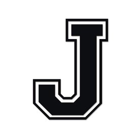 Applicable Pun Varsity Letter J - Vinyl Decal for Outdoor Use on Cars, ATV, Boats, Windows and More - Black 8 Inches Tall