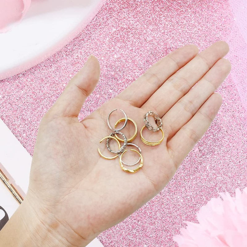 EQLEF Toe Ring Set Gold and Silver Adjustable Open Ring