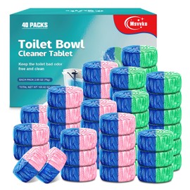 Msvvko Toilet Bowl Cleaner Tablets 40 Packs, Two Colors Toilet Bowl Cleaners with Sustained-Release Technology, Keep Bathroom Toilet Stain Free and Prevent Limescale Buildup, 106oz