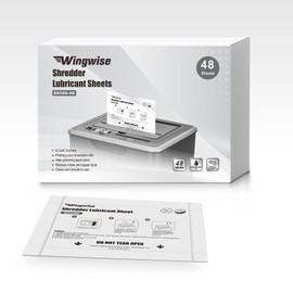 Wingwise 48-Pack Shredder Lubricant Sheets, 8.5 x 6 Inches, Sharpens Blades & Extends Shredder Life, Mess-Free Maintenance for Heavy-Duty Use
