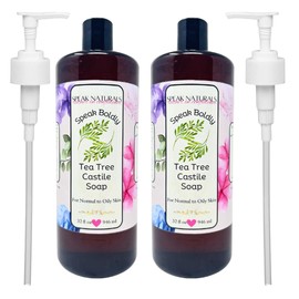 Speak Naturals Teatree Castile Soap for Sensitive Skin, 32 Fl Oz with Pumps (2 Pack)