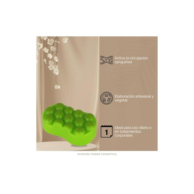 Jabón Reductor Verde, Forma Ergonómica, Jabón para Masaje Corporal, Textura
