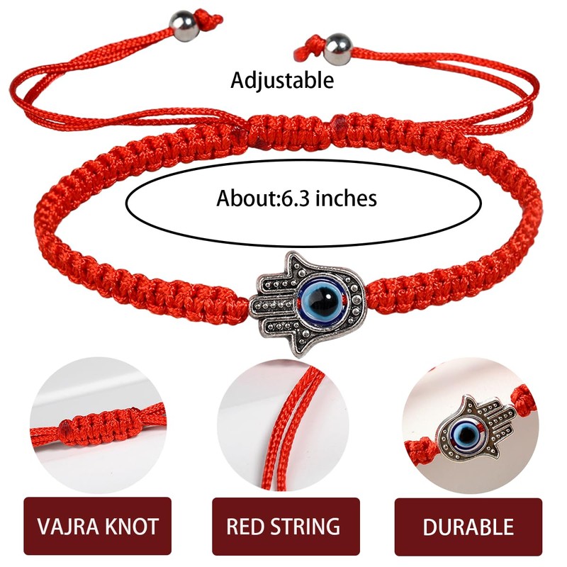 eMeition Evil Eye Bracelets,Feng Shui Kabbalah Red String Bracelet for