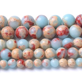 12MM 30PCS Blue Sea Sediment Impression Jade Spacer Loose Beads for Jewelry Making DIY Bracelet Necklace
