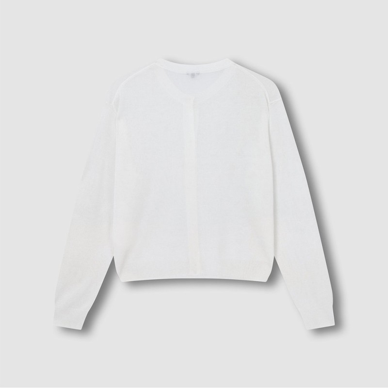 JAJU [JAJU] Women's Sheer Long Sleeve Cardigan_White