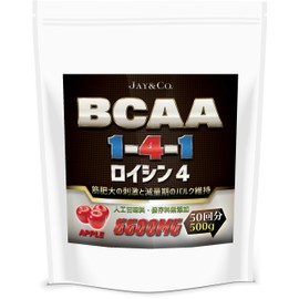 JAY&CO. 無添加人工甘味料 ロイシン4倍 BCAA 筋肥大を刺激 (アップル, 500g)