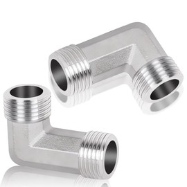 2 pieces 90 degree 304 stainless steel angle, 1 inch AG/AG stainless steel bend 90°, DN25 pipe angle bend, 1 inch male thread x 1 inch male thread pipe angle for irrigation systems