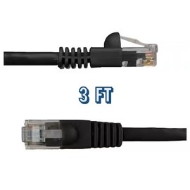 Cat5e 3FT Network Ethernet Patch Cable, 350Mhz Internet Wire, Compatible with PC, Laptop, Modem, Router, TVs, Printer Cord, Consoles for Home and Office, Black