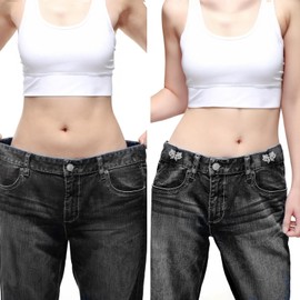 12 Sets Pant Waist Tightener Adjustable Waist Buckle Set Buttons Pins for Loose Jeans Dresses Skirts,Reusable Waist Cincher Clip,No Sewing Required Pant Clips