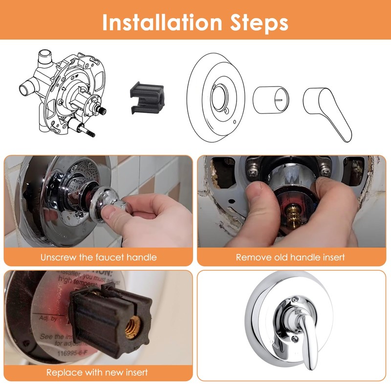 2 PCS Shower Faucet Handle Inserts for Kohler – Compatible