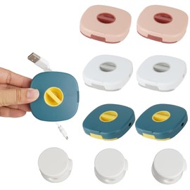 WATUNID 6PCS Charging Cord Organizer, Retractable Cable Management with 3PCS Strong Adhesive Desk Cord Holder, Portable Cable Winder, Flexible USB Cable Reel for Travel Home Office Classroom