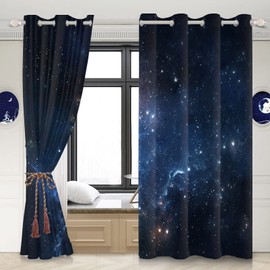 Uiiooazy Star Room Darkening Window Curtains Black Night Sky Stars Blackout Curtains Thermal Insulated Grommet Bedroom Drapes for Living Room Bedroom 2 Panels 42x63 inches