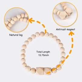 Magnetic Curtain Tiebacks,Natural Wooden Curtain Buckle Strung with Cotton String,Elegant Curtain Tie Backs for Bedroom and Living Room Decor,Boho Curtain tiebacks,2/4/6 Pack