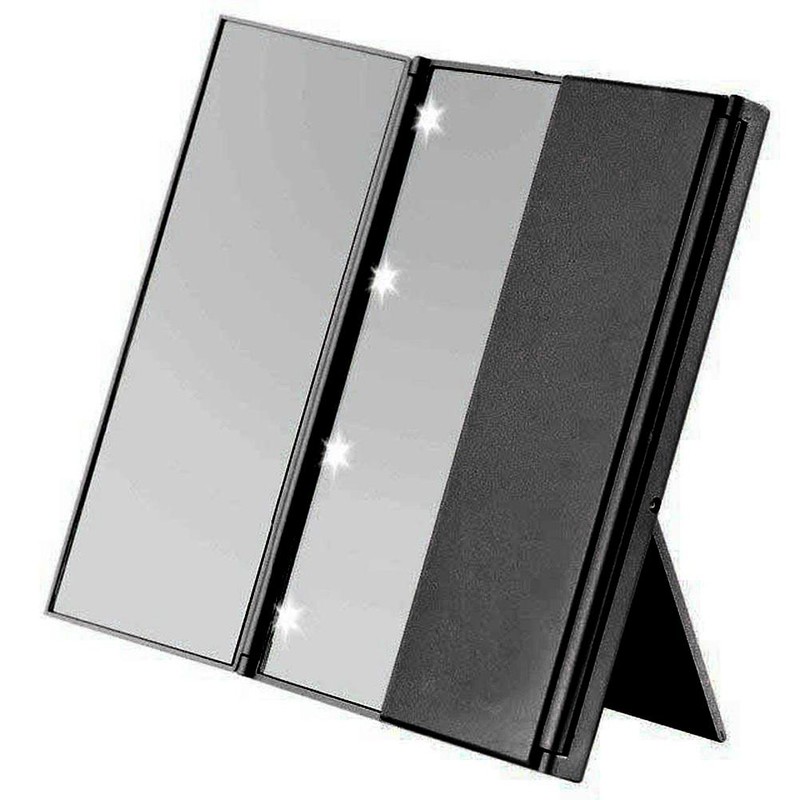 LED Trifold Makeup Mirror 360 Degree Tri Fold Led Illuminated