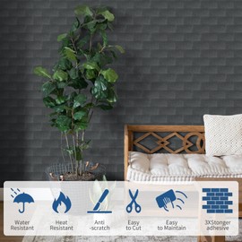 10 Sheet Peel and Stick Backsplash PVC Wall Tile,11.4" x 11.6" Self Adhesive Tile Stick on Back Splash for Kitchen, Bathroom, Laundry Room, RV, Living Room Wall Decor(Black)