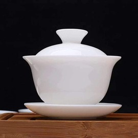 Gaiwan1 + Teacup4 Gongfu Tea Set, Ceramic, White