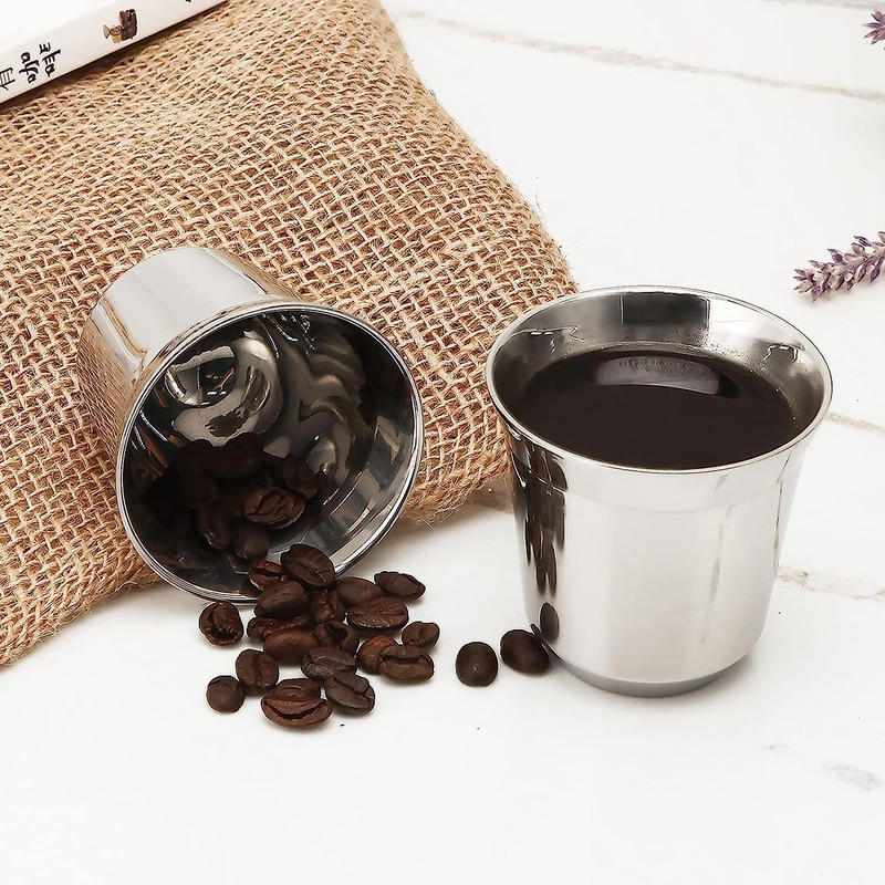 Easyworkz Stainless Steel Espresso Cups Double Wall Insulated 150ml Demitasse