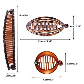 Banana Hair Clips Vintage Clincher Combs Tool for Thick Curly Hair Accessories Fishtail Hair Clip Combs Double Banana Clip Set for Women Girls (Style A)