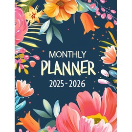 2025-2026 Monthly Planner: Floral Two Year Agenda Organizer Diary - 24 Months Large Calendar from January 2025 to December 2026